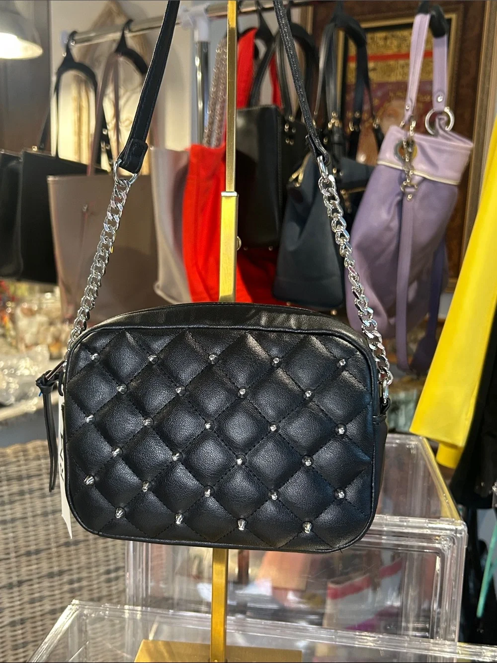 Rebecca Minkoff Quilted Black Diamond Crossbody/Chain Strap 7.5”x 2”x 5.25” NWT